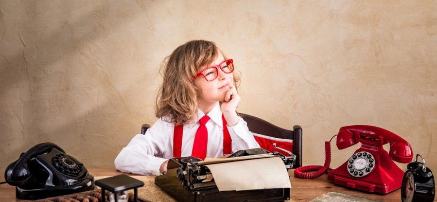 kid at typewriter