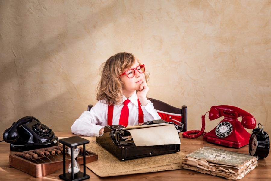 kid at typewriter